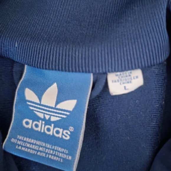 Adidas Mens Striped Full Zip Color Block Mock Neck Track Jacket Blue Size L - Picture 3 of 6